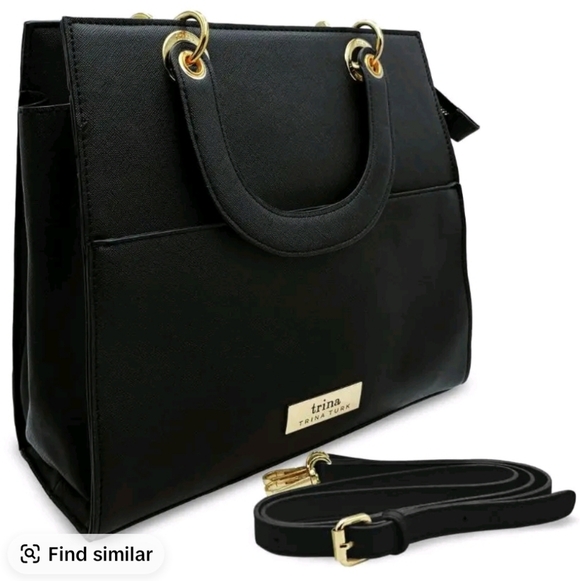 Trina Turk Black Satchel with Gold Accents - Picture 3 of 13